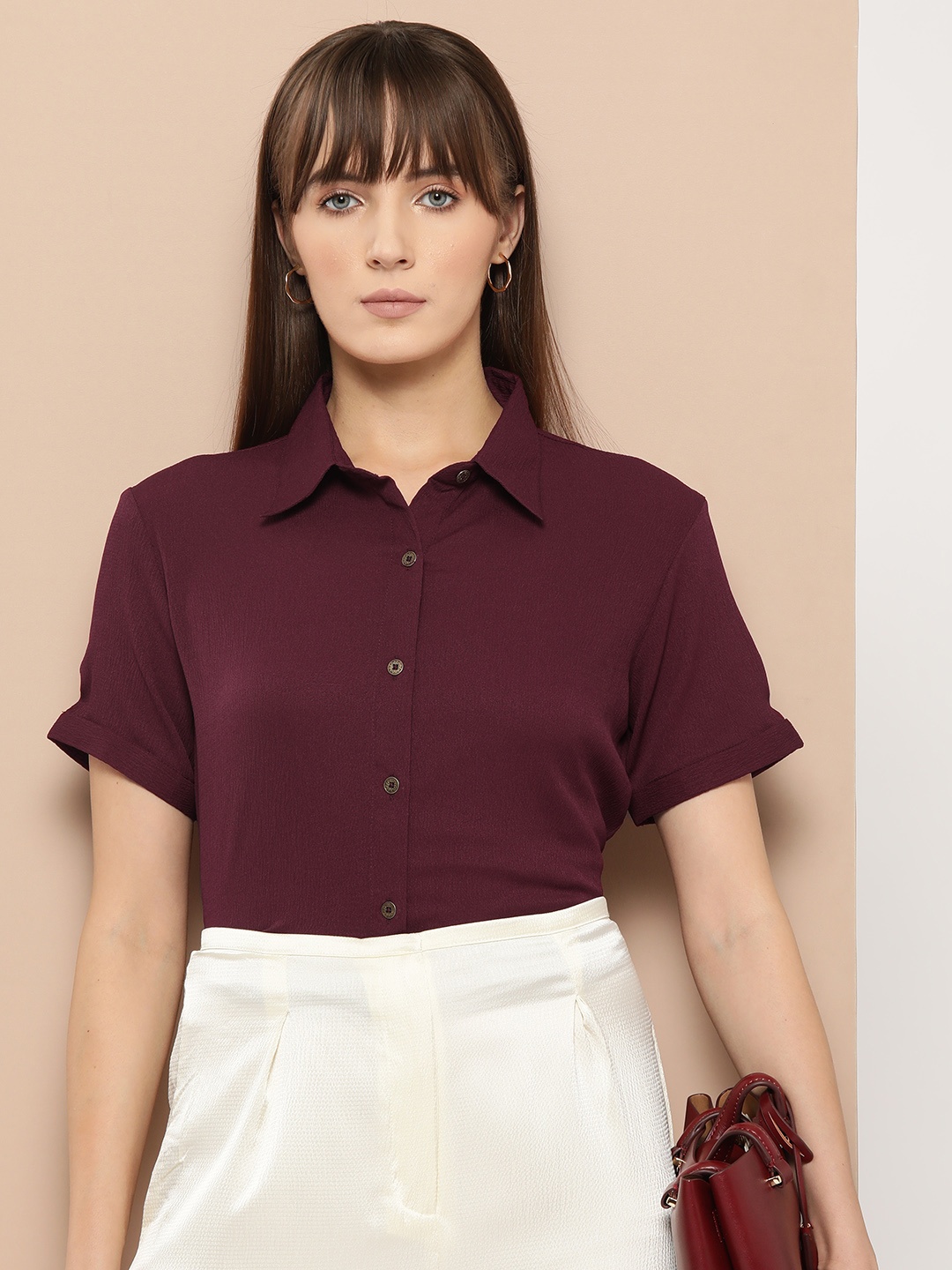 

INVICTUS Women Standard Solid Casual Shirt, Maroon