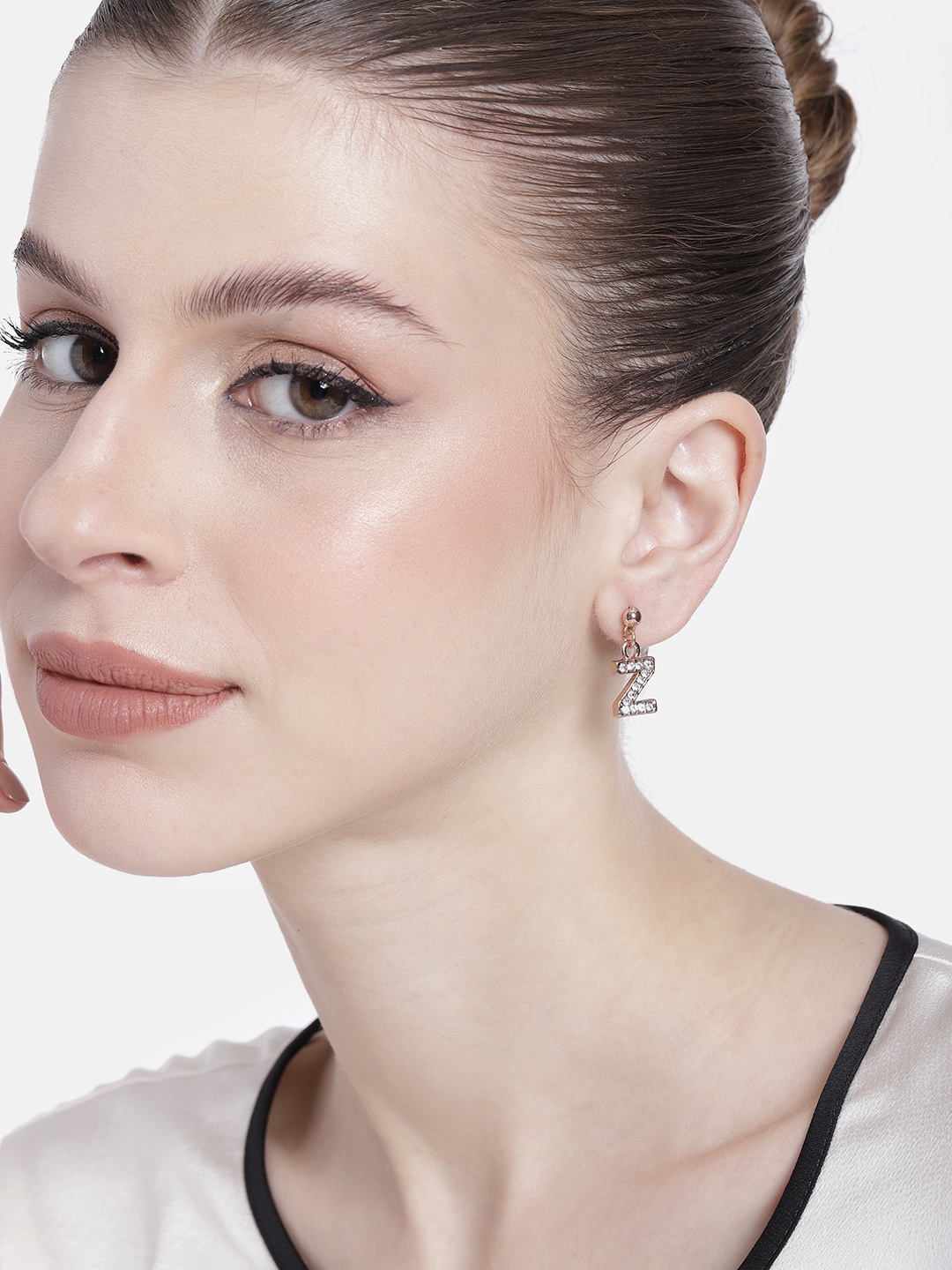 

Estele Rose Gold-Plated Crystals Quirky Drop Earrings