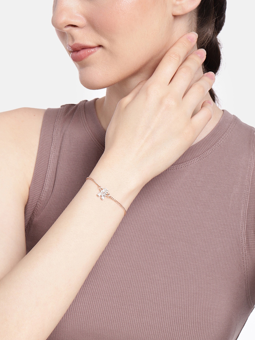 

Estele Women Crystals Rose Gold-Plated Link Bracelet