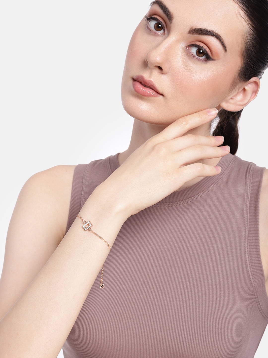 

Estele Women Crystals Rose Gold-Plated Link Bracelet