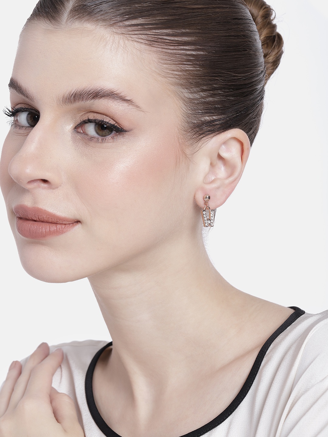 

Estele Rose Gold-Plated Crystal Contemporary Drop Earrings