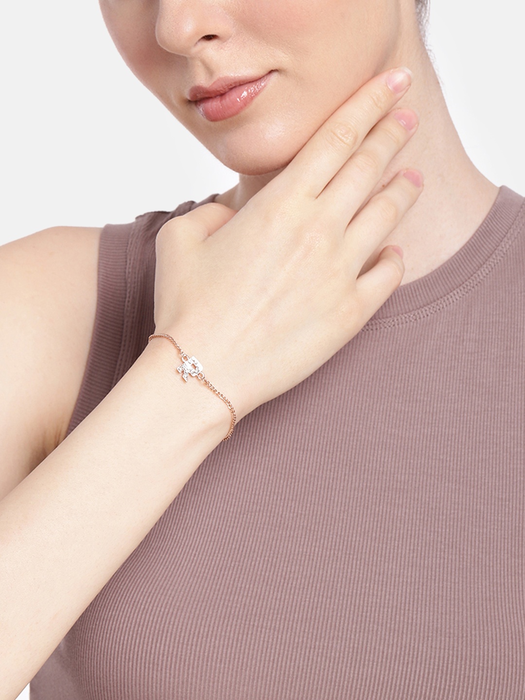 

Estele Women Crystals Rose Gold-Plated Link Bracelet