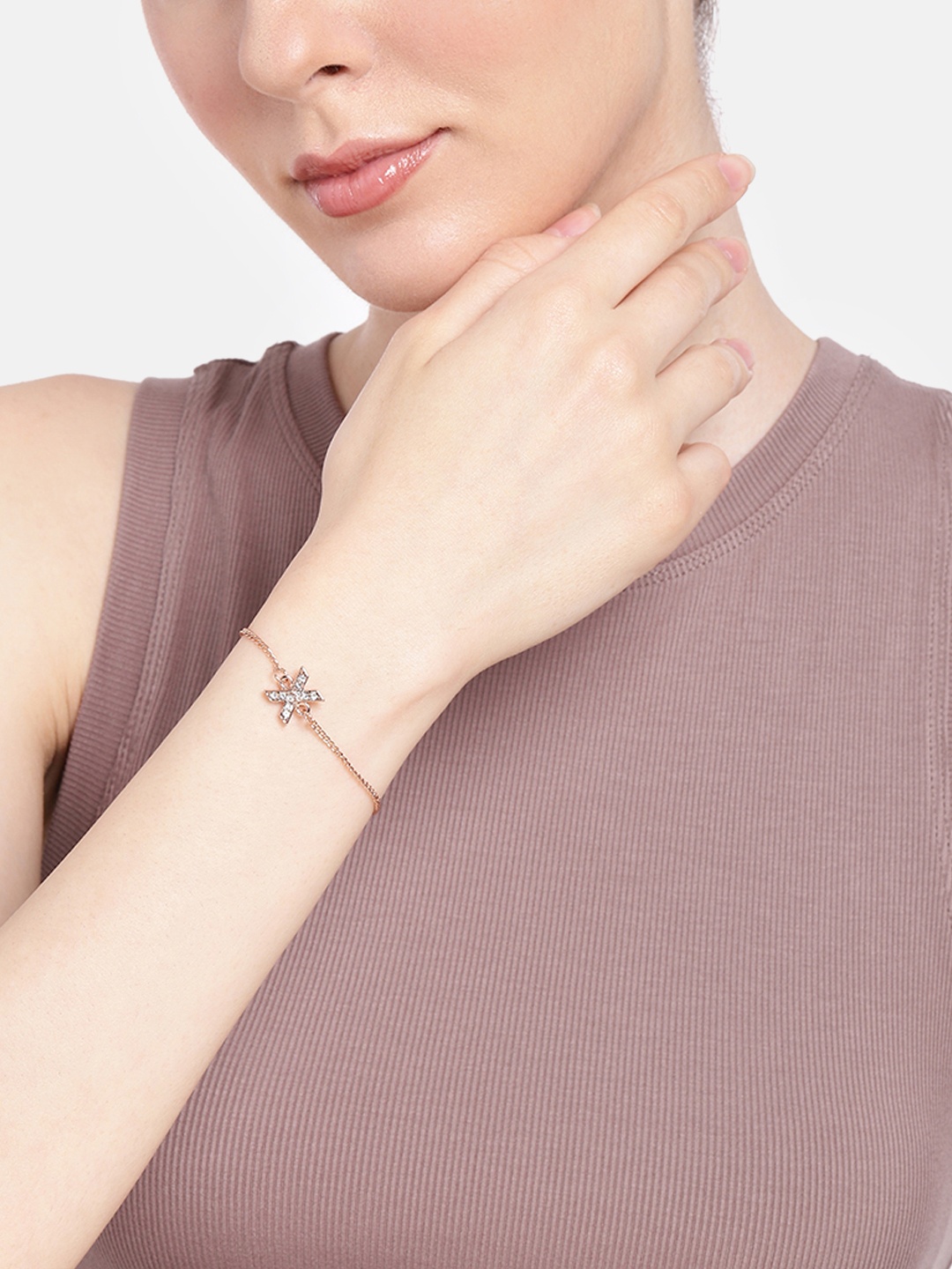 

Estele Women Crystals Rose Gold-Plated Link Bracelet