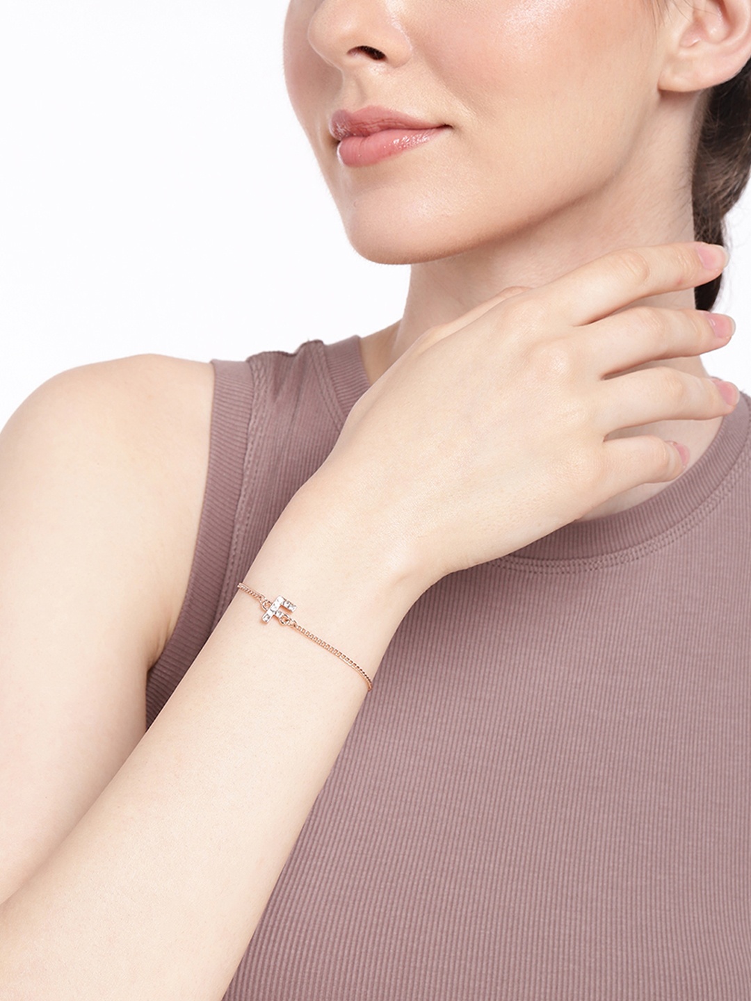

Estele Women Crystals Rose Gold-Plated Link Bracelet