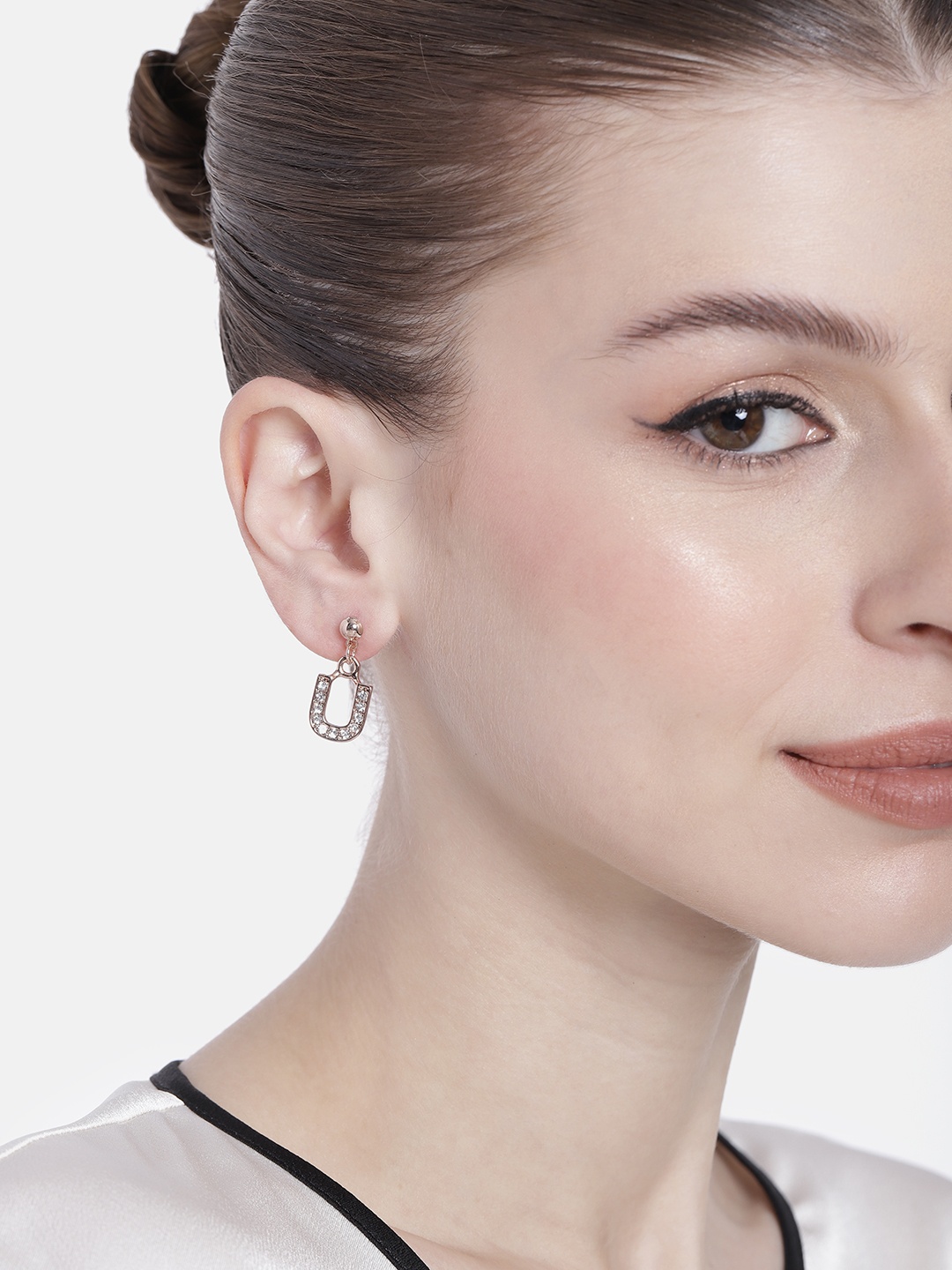 

Estele Rose Gold-Plated Crystal Contemporary Drop Earrings
