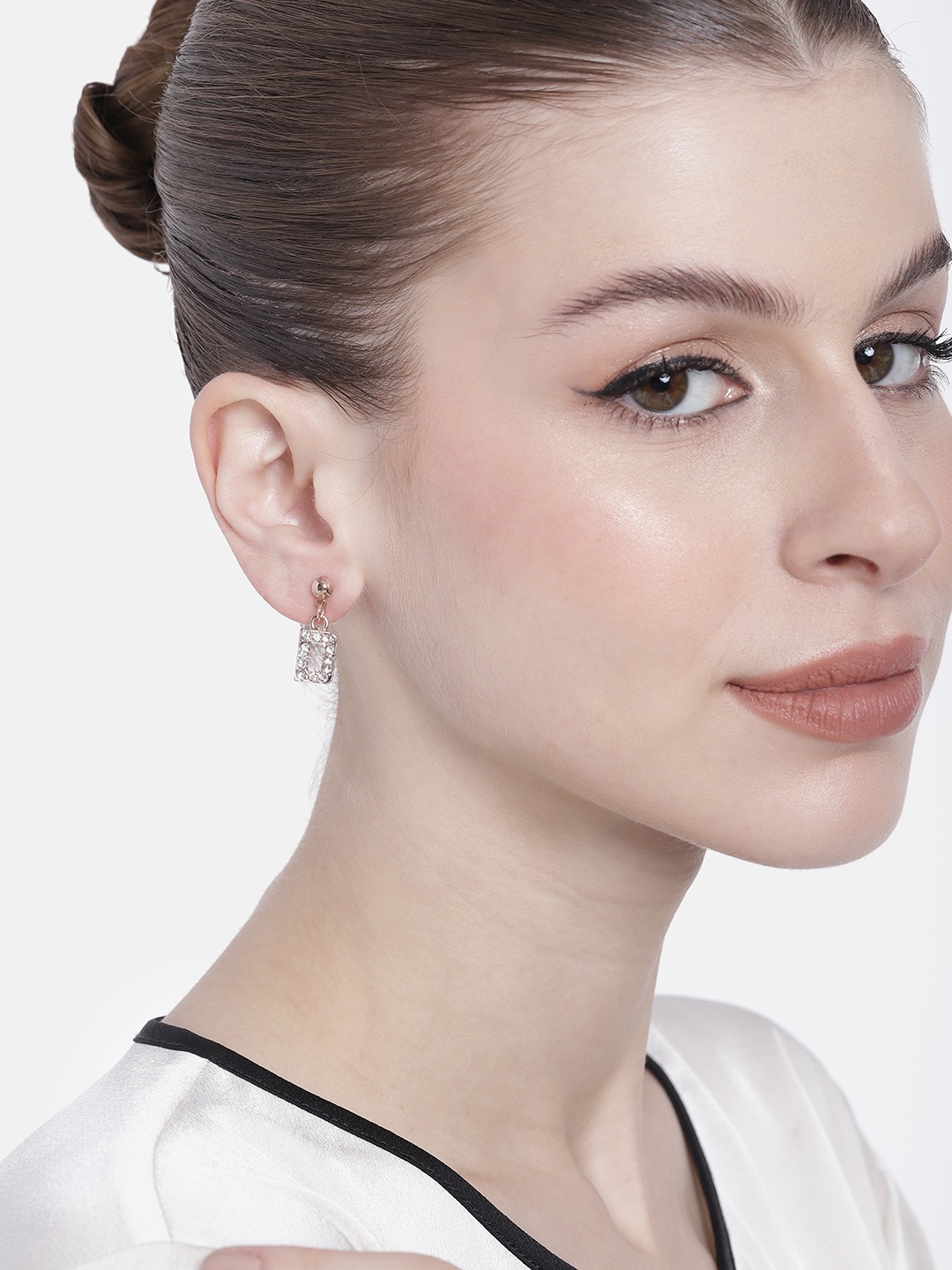 

Estele Rose Gold-Plated Crystals Quirky Drop Earrings