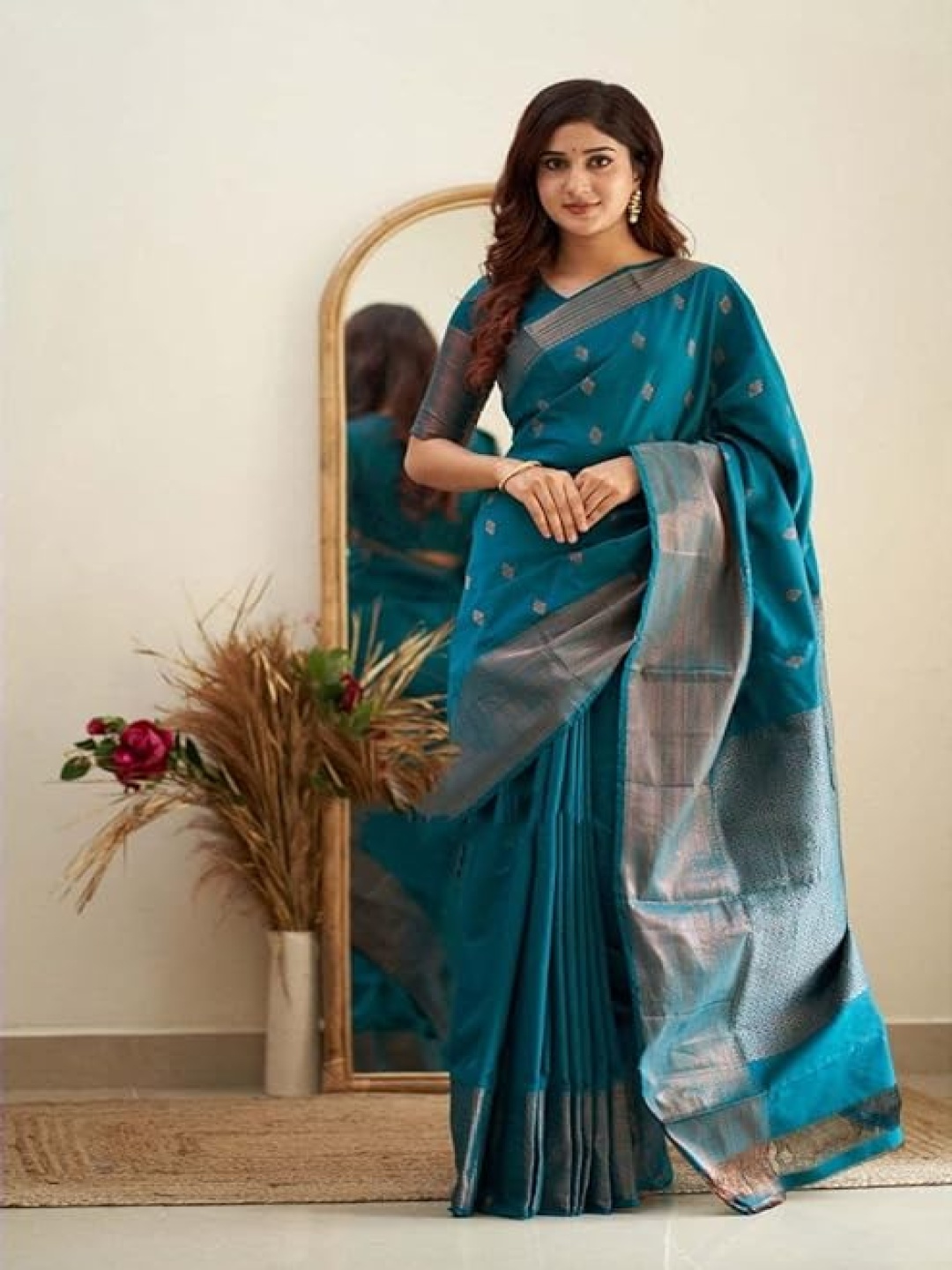 

KALINI Woven Design Zari Banarasi Saree, Blue