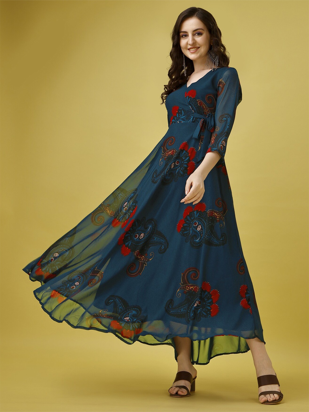 

Trillmixa Floral Print Georgette Maxi Dress, Blue