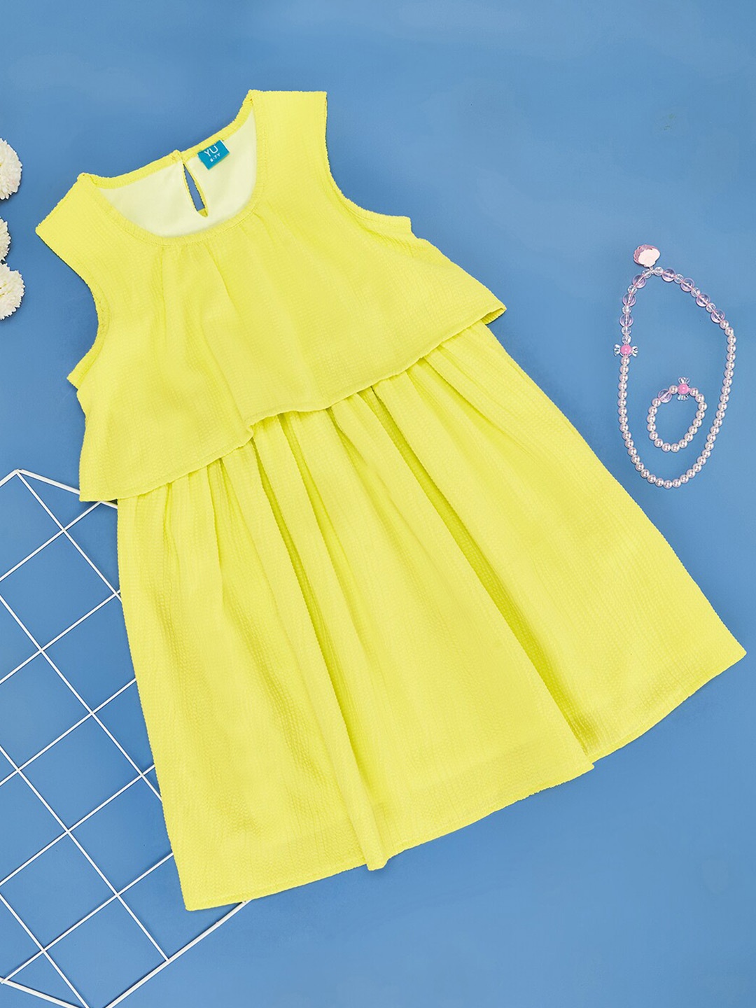 

YU by Pantaloons Girls Sleeveless Peplum Dress, Green