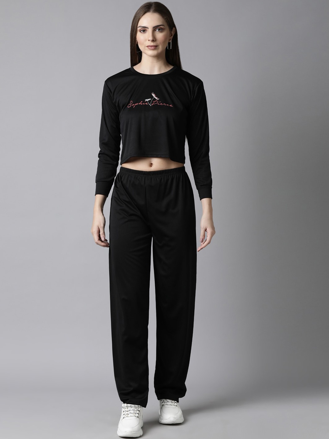 

Bailey sells Typography Printed Crop T-shirt With Trouser, Black