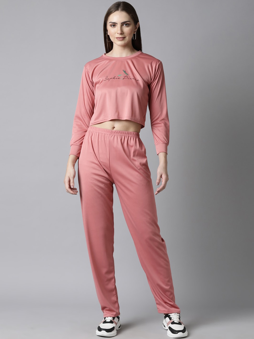 

Bailey sells Typography Printed Crop T-shirt With Trouser, Pink