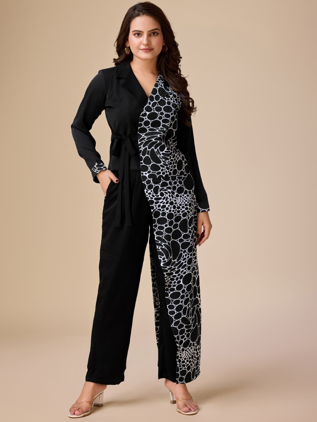

HOUSE OF MIRA Printed Top With Trouser, Black