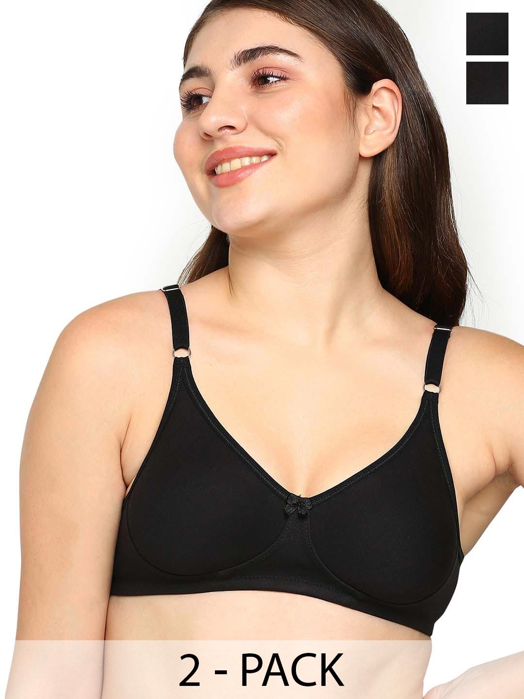 

BLOSSOM Pack of 2 Non Padded T-shirt Bra - Medium Coverage, Black