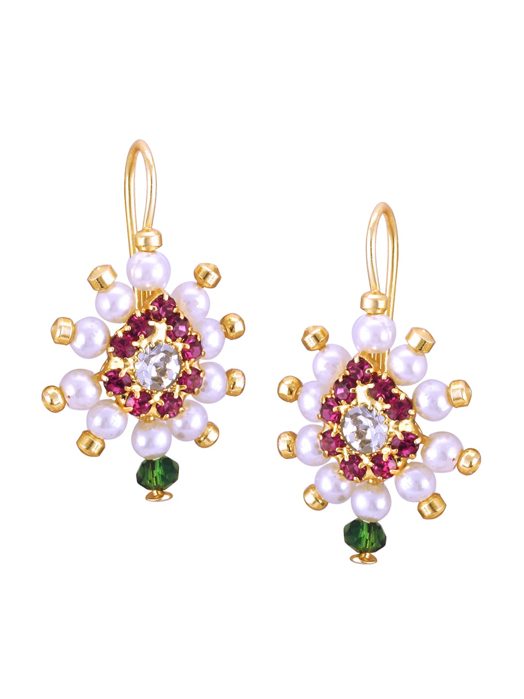 

Vighnaharta Gold-Plated Cubic Zirconia Studded Contemporary Drop Earrings