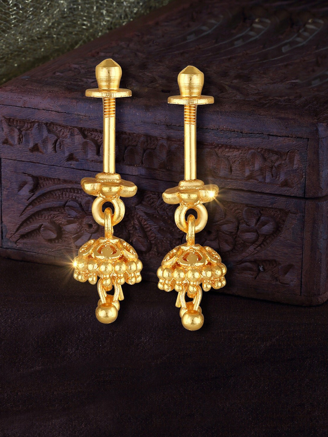 

Vighnaharta Gold-Plated Contemporary Bugadi Earrings