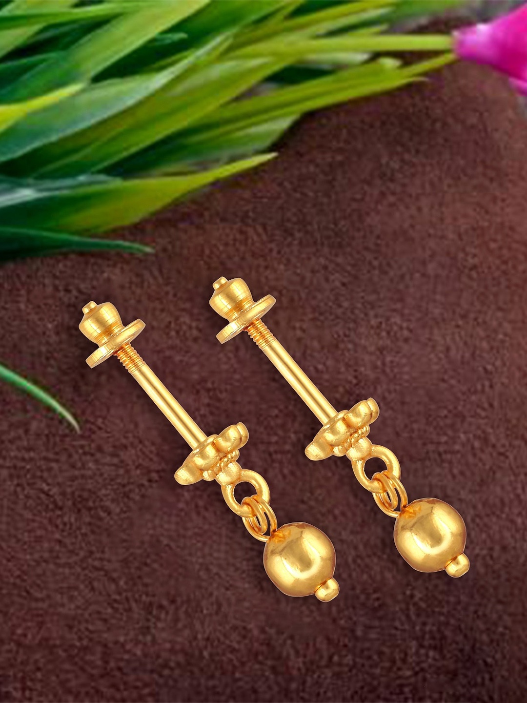 

Vighnaharta Gold-Plated Contemporary Drop Earrings