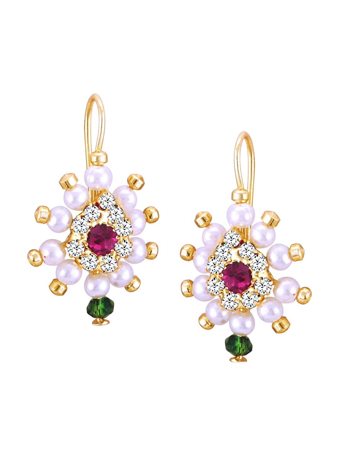 

Vighnaharta Gold-Plated Cubic Zirconia Studded Contemporary Drop Earrings