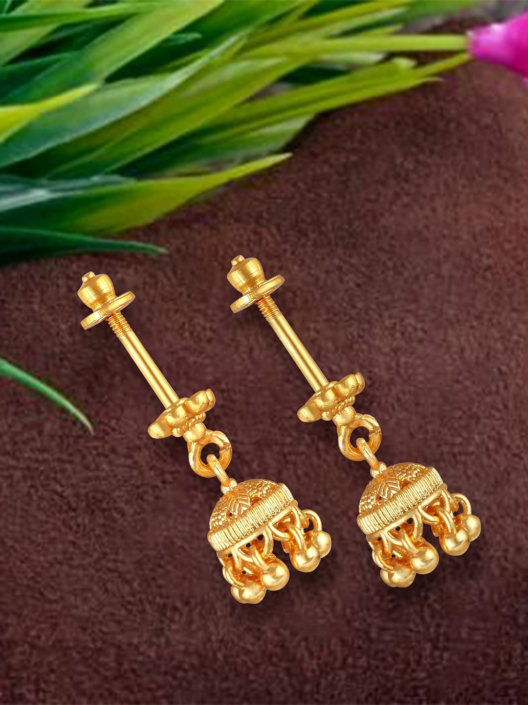 

Vighnaharta Gold-Plated Contemporary Drop Earrings