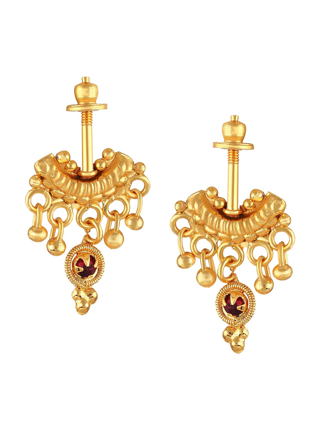 

Vighnaharta Gold-Plated Contemporary Bugadi Earrings