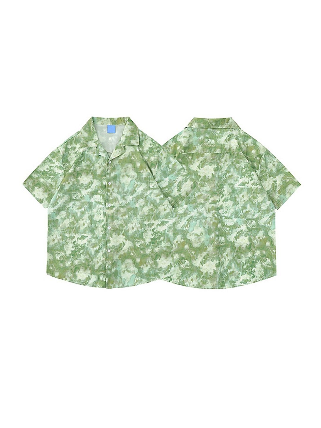

LULU & SKY Abstract Print Spread Collar Boxy Top, Green