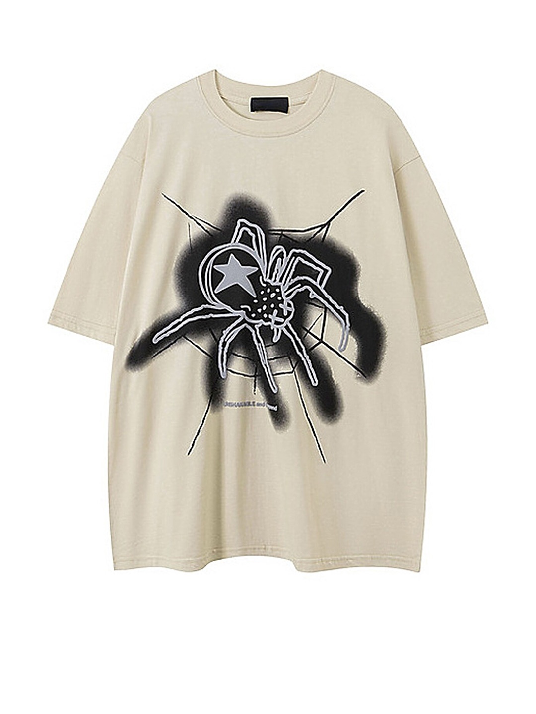 

LULU & SKY Graphic Printed Drop-Shoulder Sleeves Cotton T-shirt, Beige