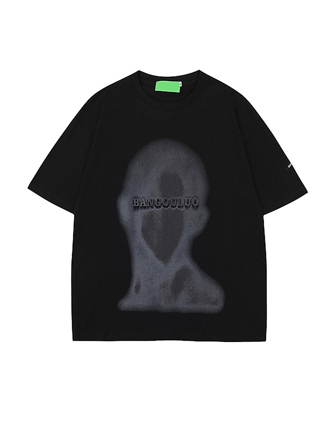 

LULU & SKY Graphic Print Drop Shoulder Sleeves Oversized Cotton Top, Black