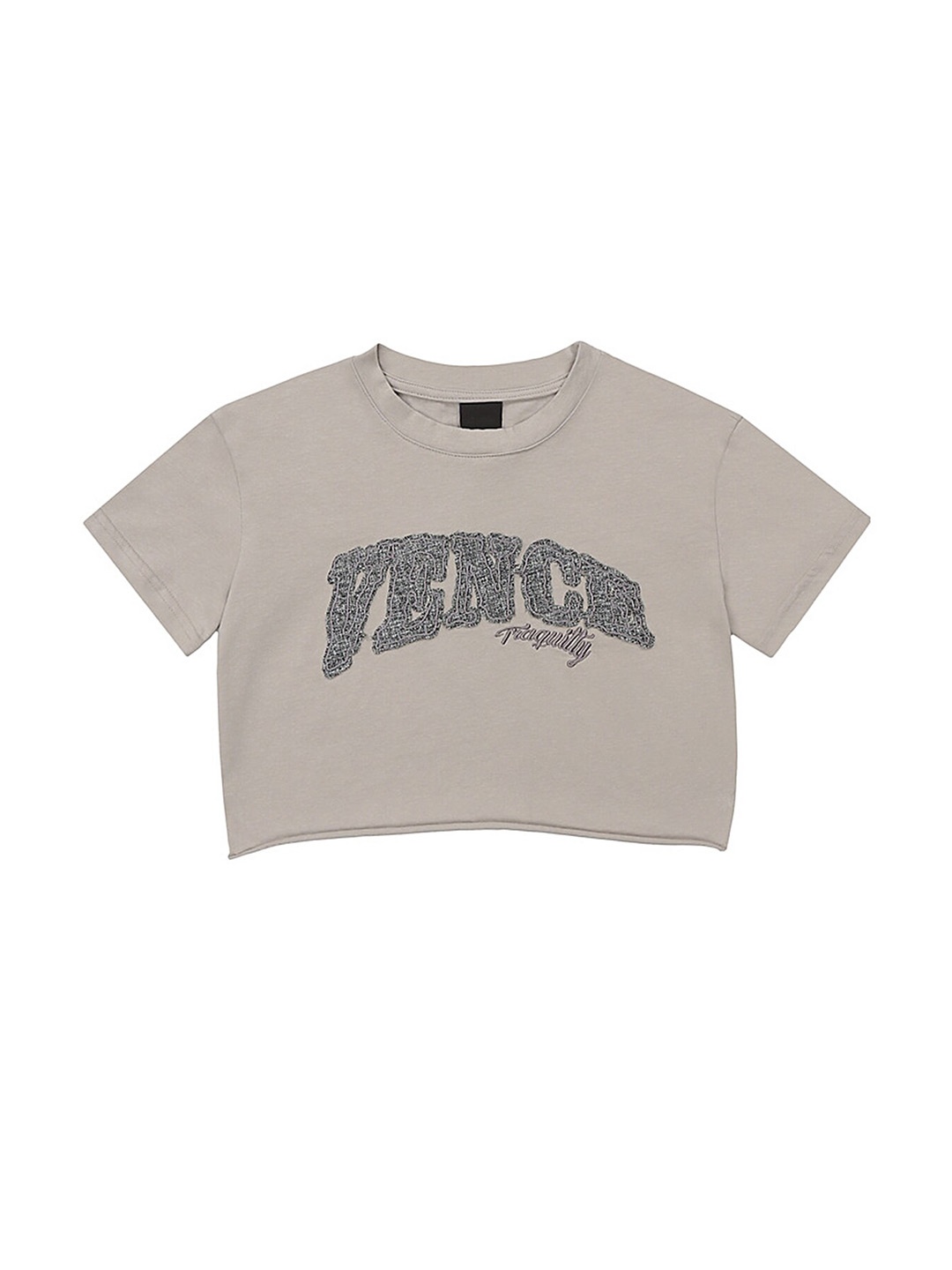 

LULU & SKY Embroidered Cotton Boxy Crop Top, Grey
