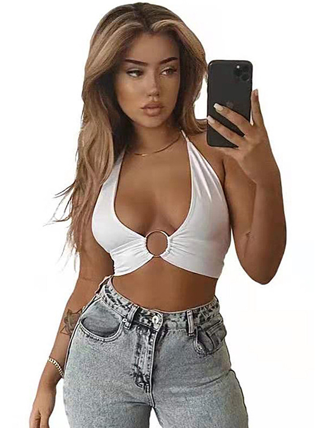 

LULU & SKY Scoop Neck Bralette Crop Top, White