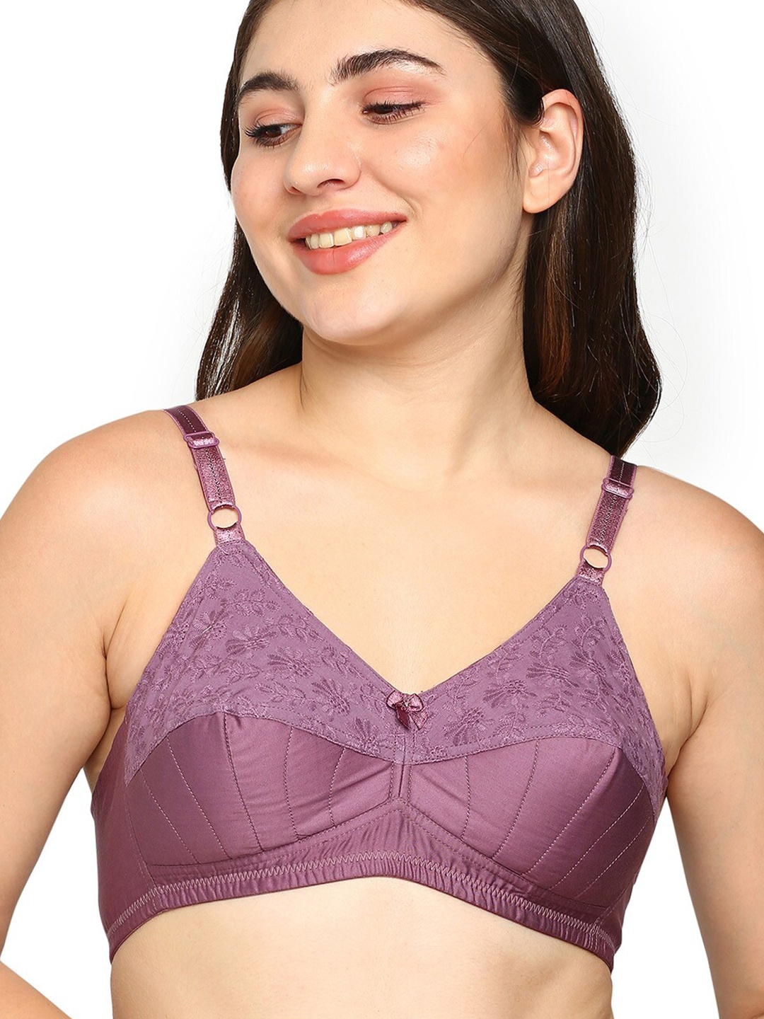 

BLOSSOM Half Padded Woven Cotton Full Support Bra_Hako Lift, Mauve