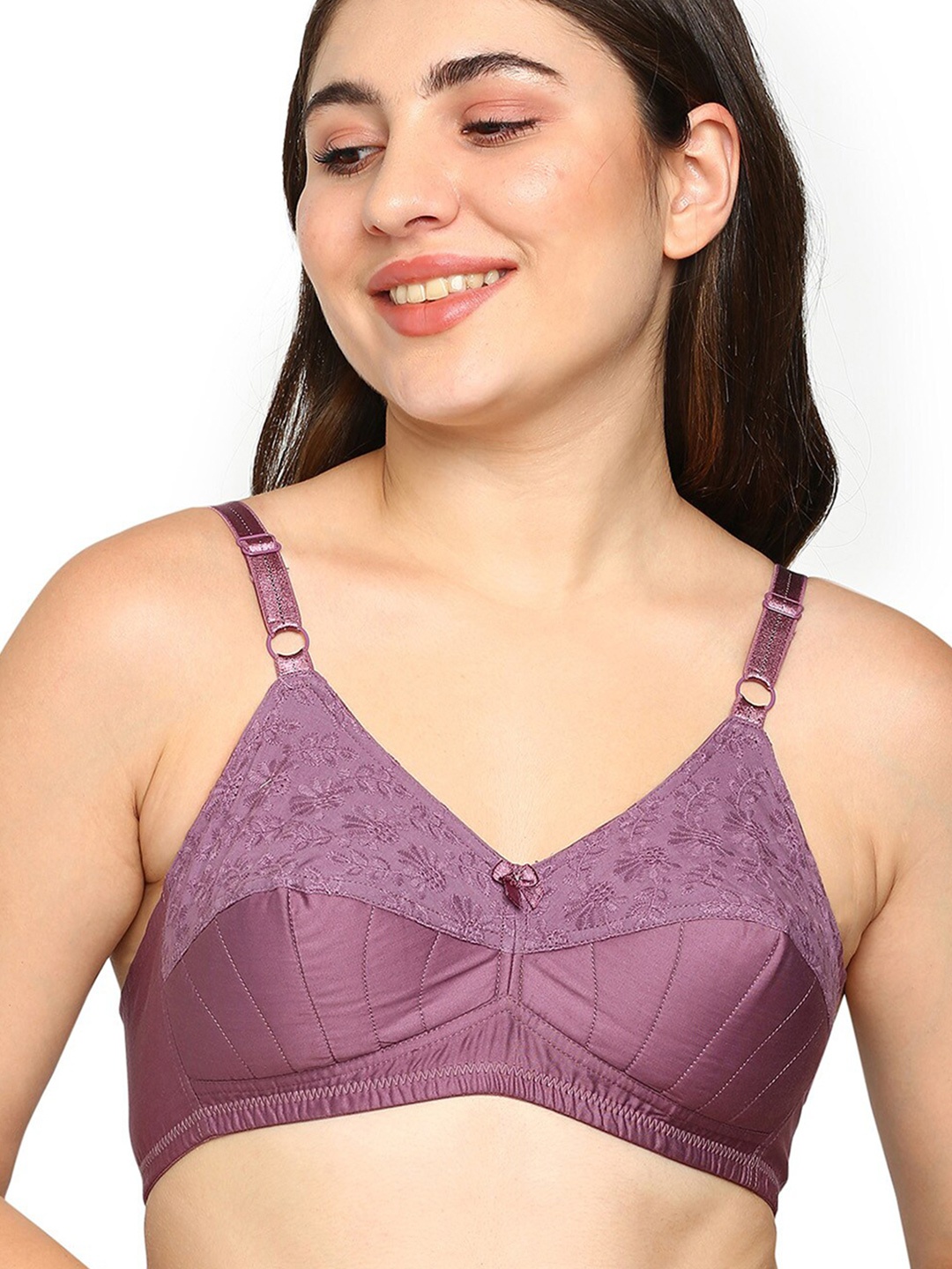 

BLOSSOM Half Padded Woven Cotton Full Support Bra_Hako Lift, Mauve