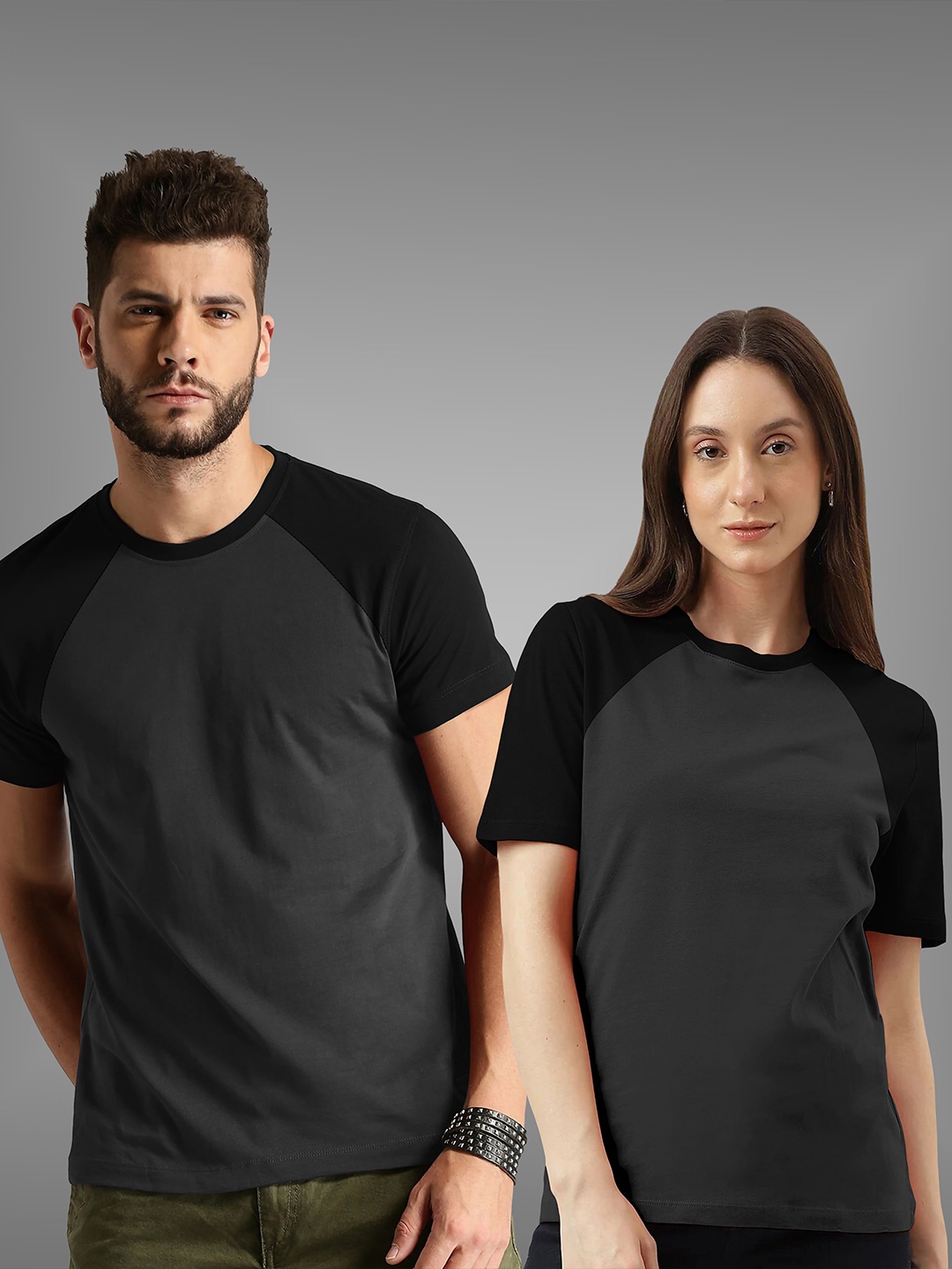 

BAESD Unisex Pack Of 2 Raglan Sleeves Twistform Comfortable T-shirts, Grey