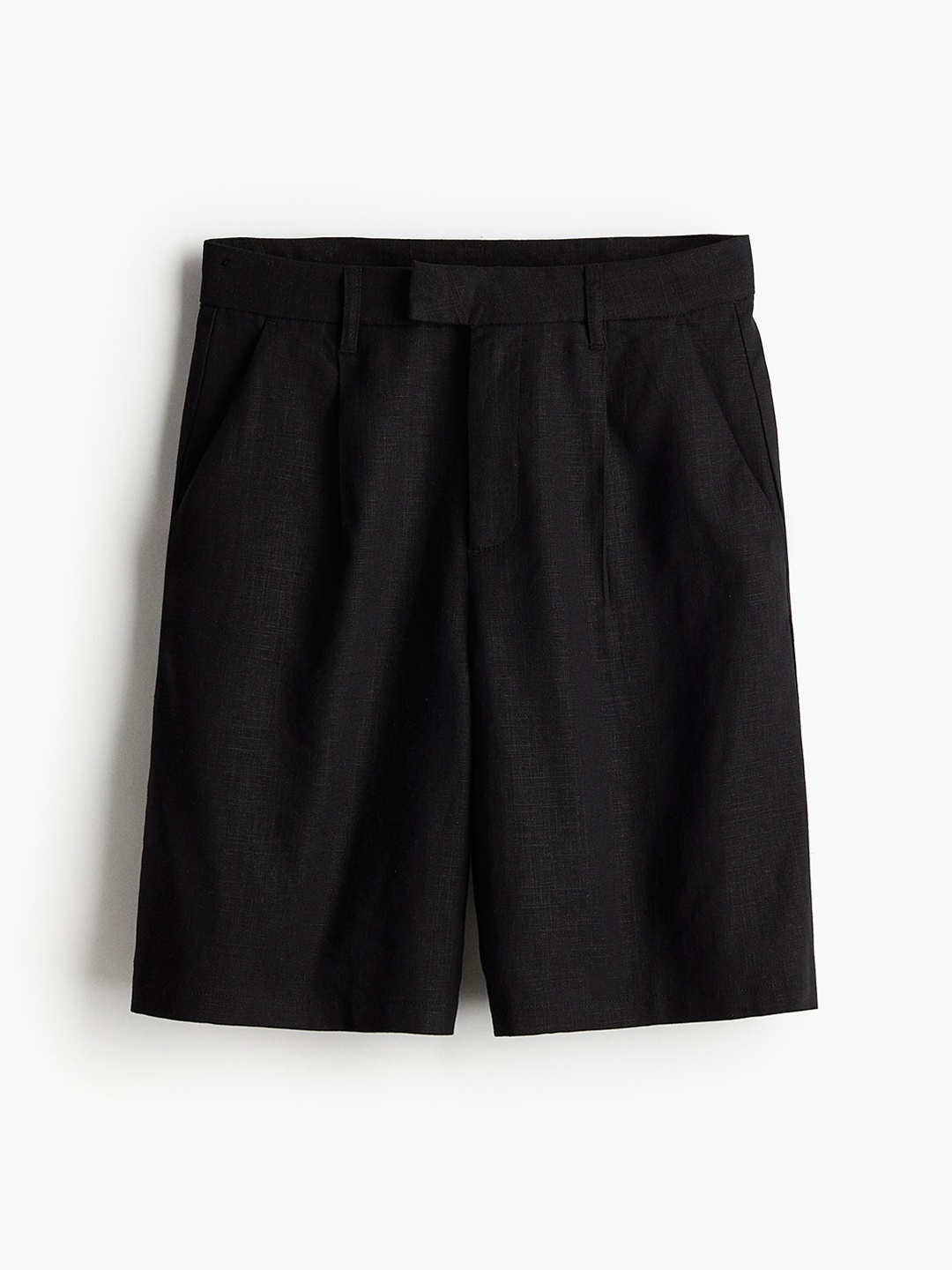 

H&M Women Linen-Blend Tailored Shorts, Black