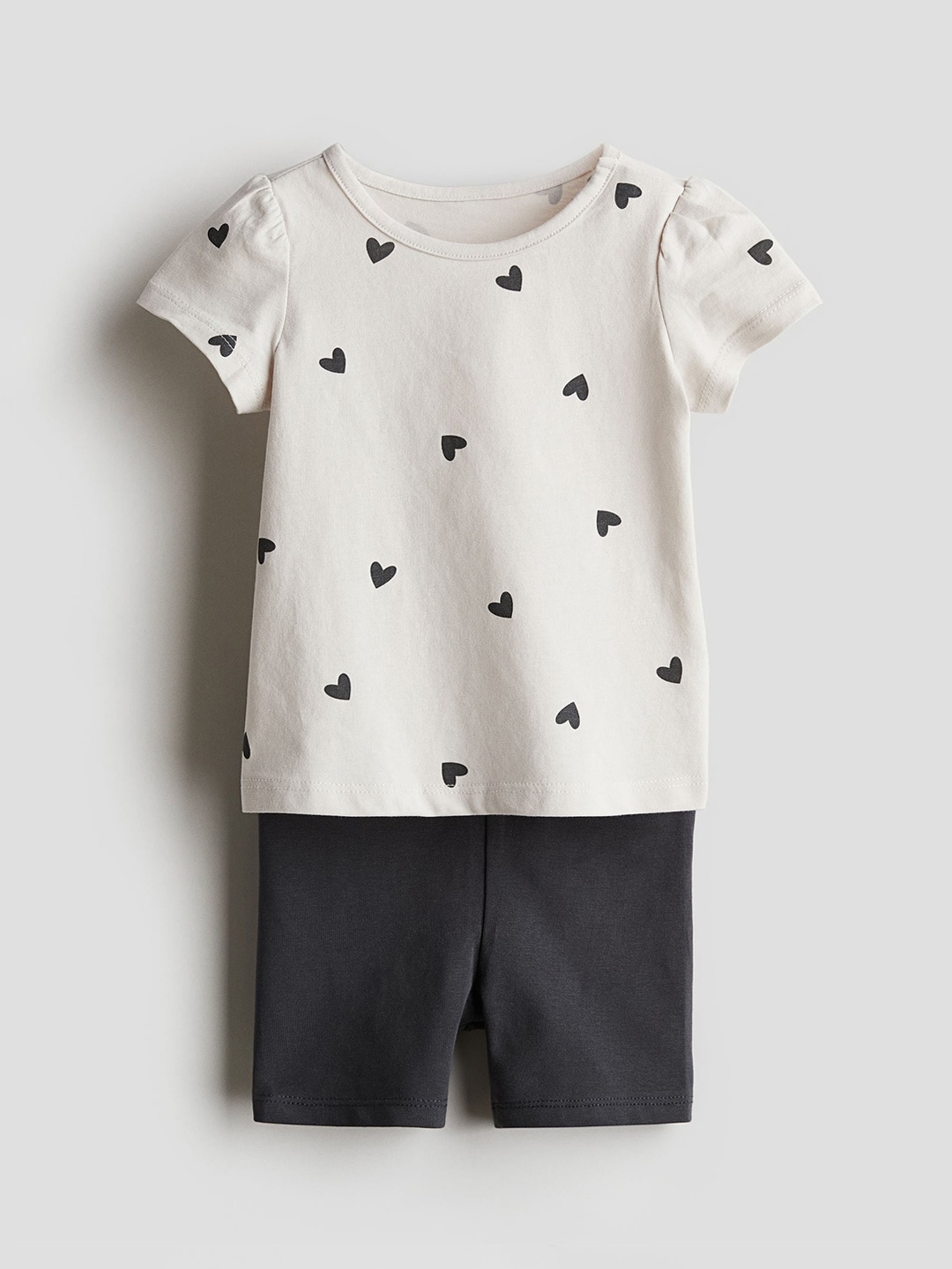 

H&M Girls Pure Cotton 2-Piece Cotton Jersey Set, Beige