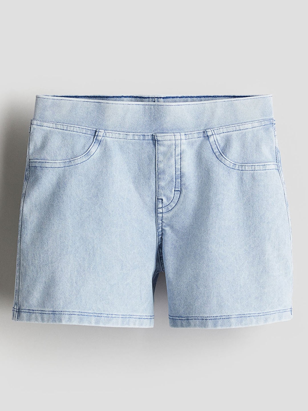 

H&M Girls Denim-Look Jersey Shorts, Blue