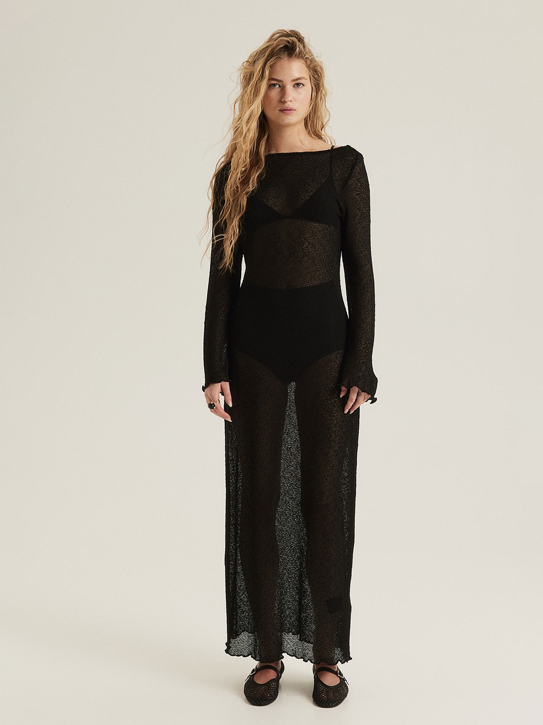 

H&M Low-Back Knitted Bodycon Dress, Black