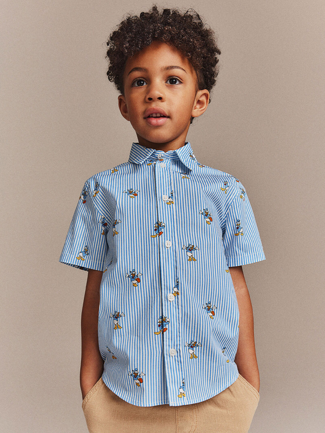 

H&M Boys Short-Sleeved Cotton Shirt, Blue