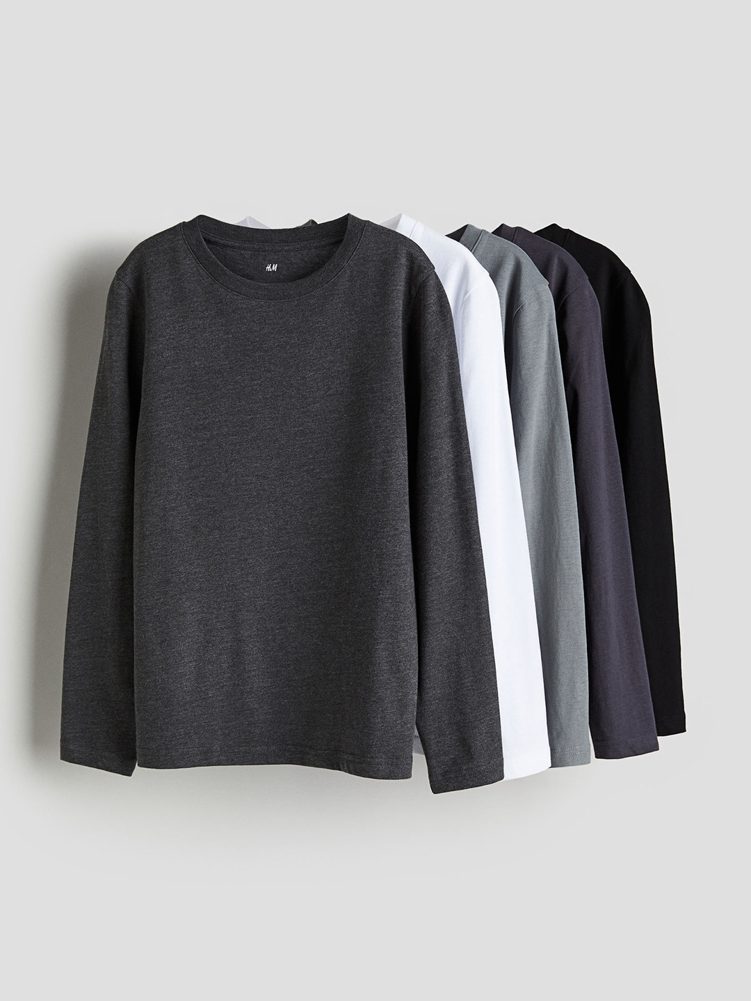 

H&M Boys 5-Pack Jersey Tops, Grey