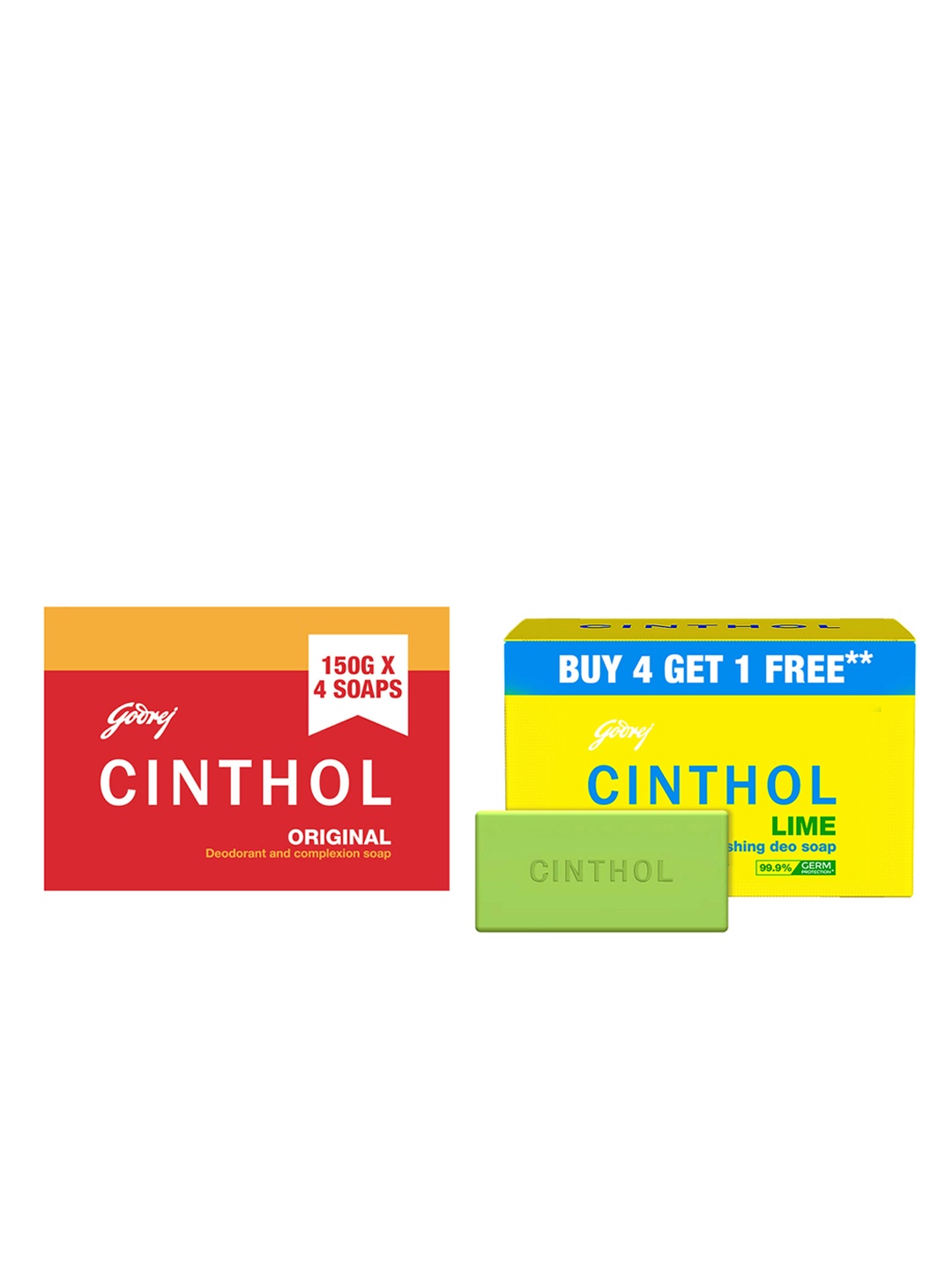 

CINTHOL 5Pcs Lime Refreshing Deo Soap & 4Pcs Original Deodorant Soap Combo - 150g Each, Yellow