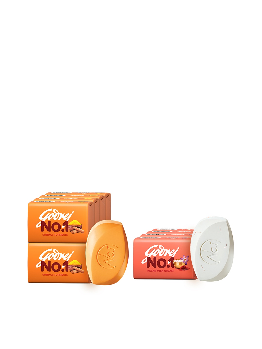 

Godrej No.1 9Pcs Sandal & Turmeric Soap + 4Pcs Kesar & Milk Cream Soap Combo - 150g Each, Orange
