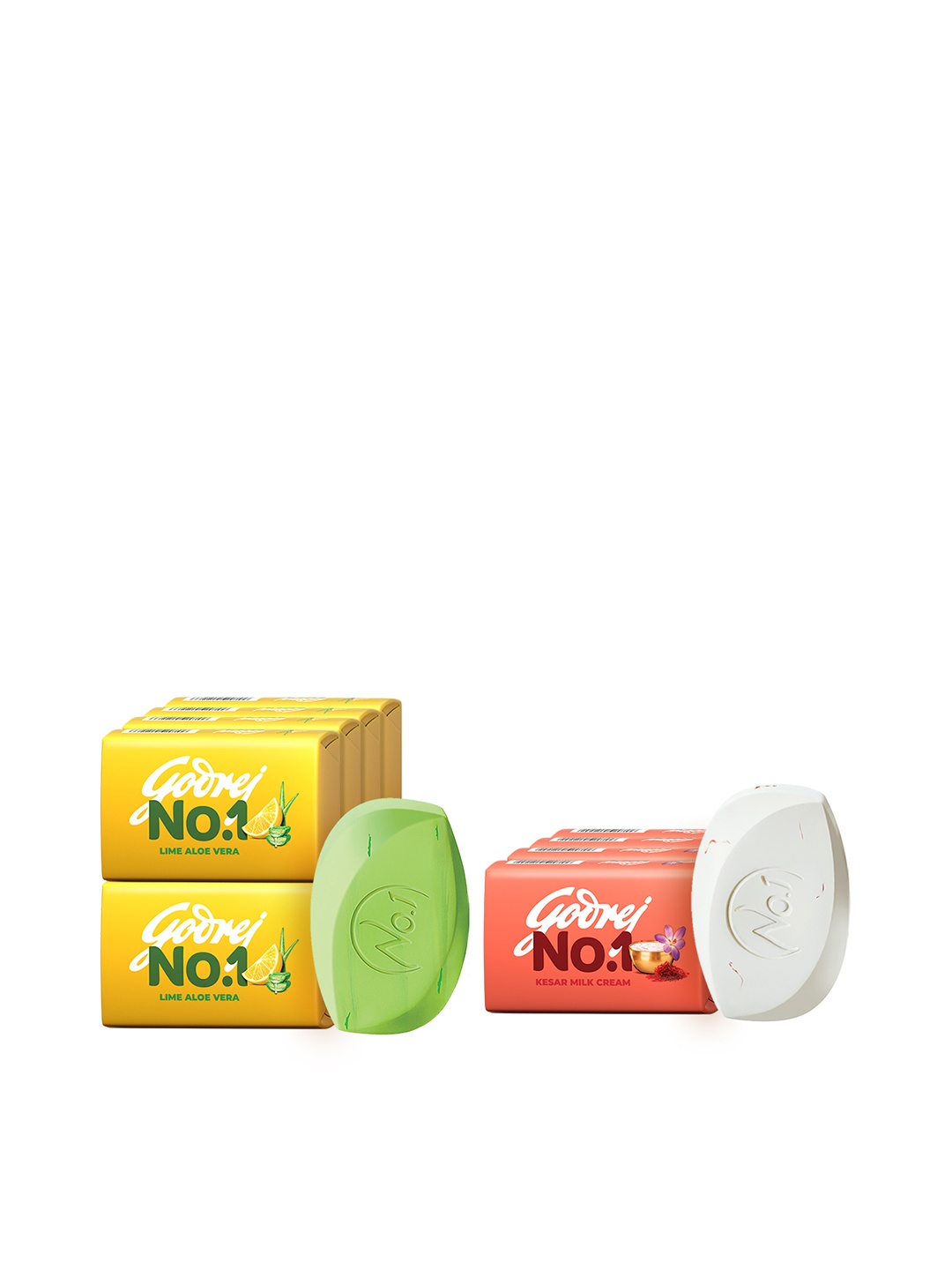 

Godrej No.1 4Pcs Kesar & Milk Cream Soap + 9Pcs Lime & Aloe Vera Soap Combo - 150g Each, Green