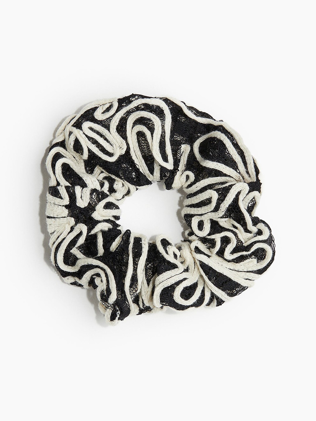 

H&M Embroidered Scrunchie, Black