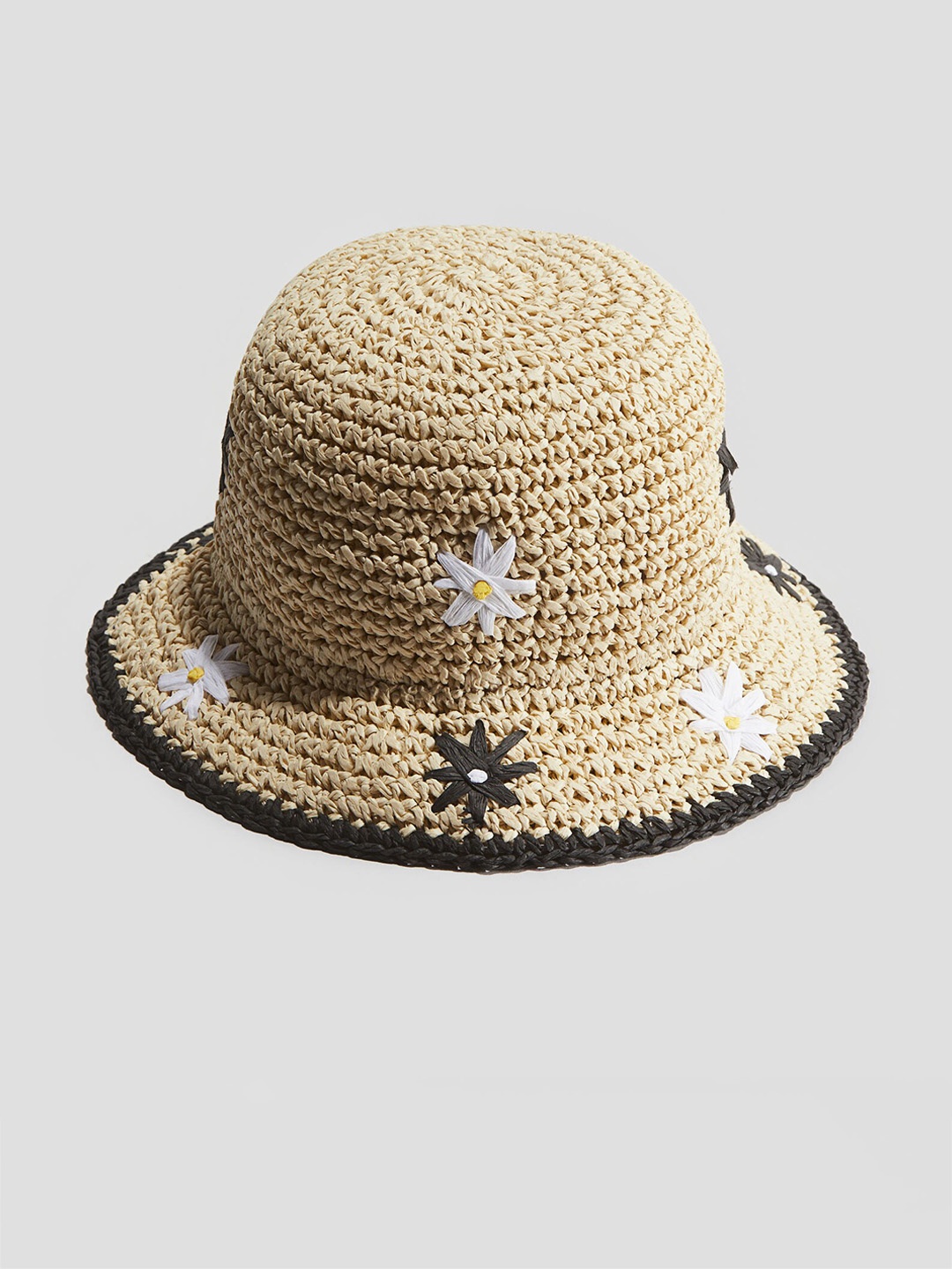 

H&M Girls Embroidered Straw Hat, Beige