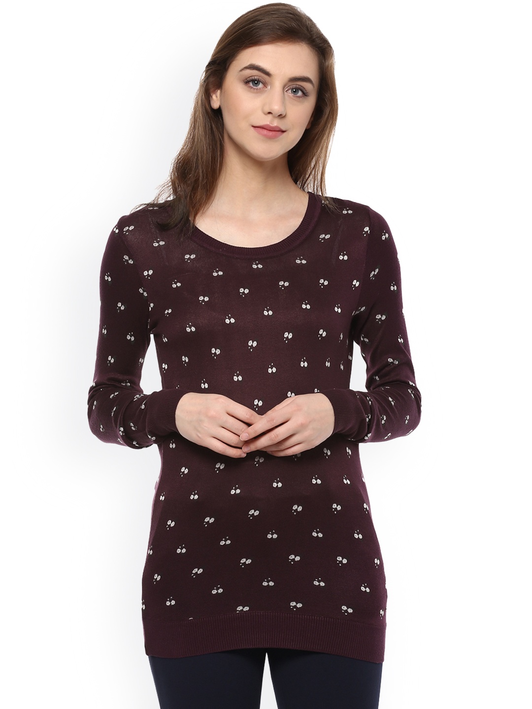 

Allen Solly Woman Women Burgundy Printed Top