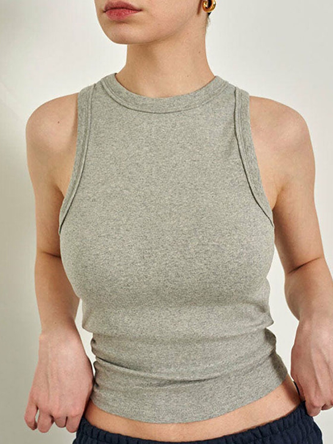 

LULU & SKY Sleeveless Tank Crop Top, Grey