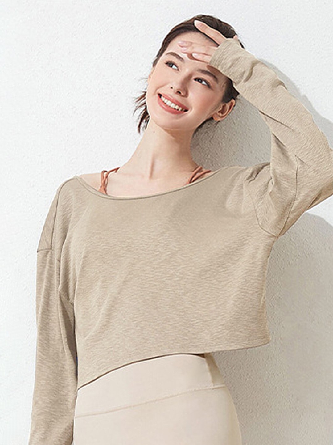 

LULU & SKY Loose Fitted Long Sleeves Cotton Top, Coffee brown