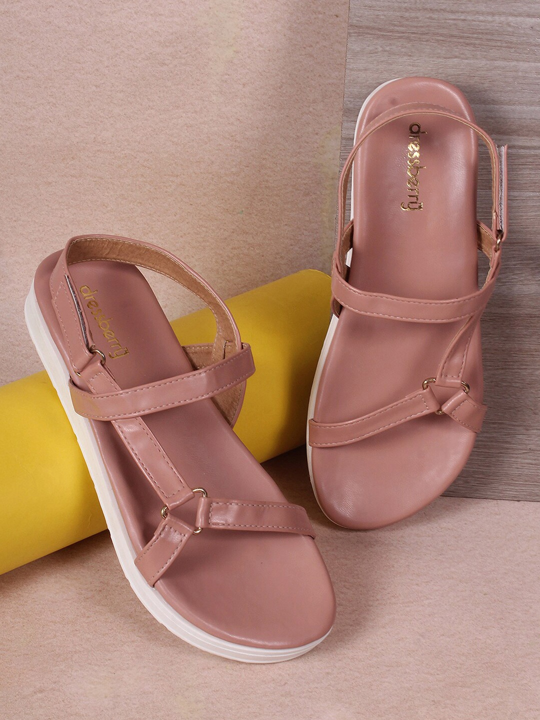 

DressBerry Nude Coloured Backstrap Open Toe Flats