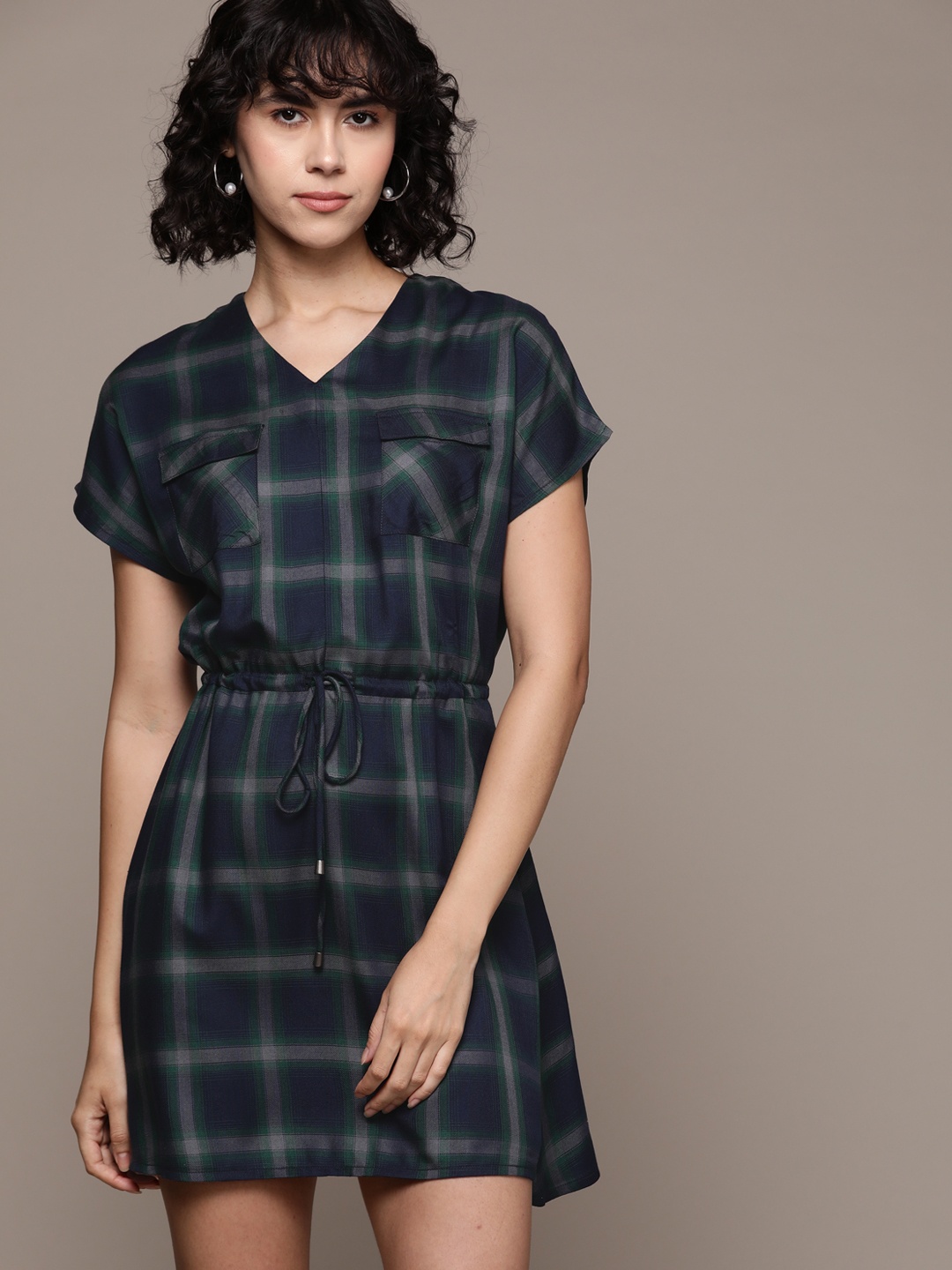 

Roadster Checked A-Line Dress, Green