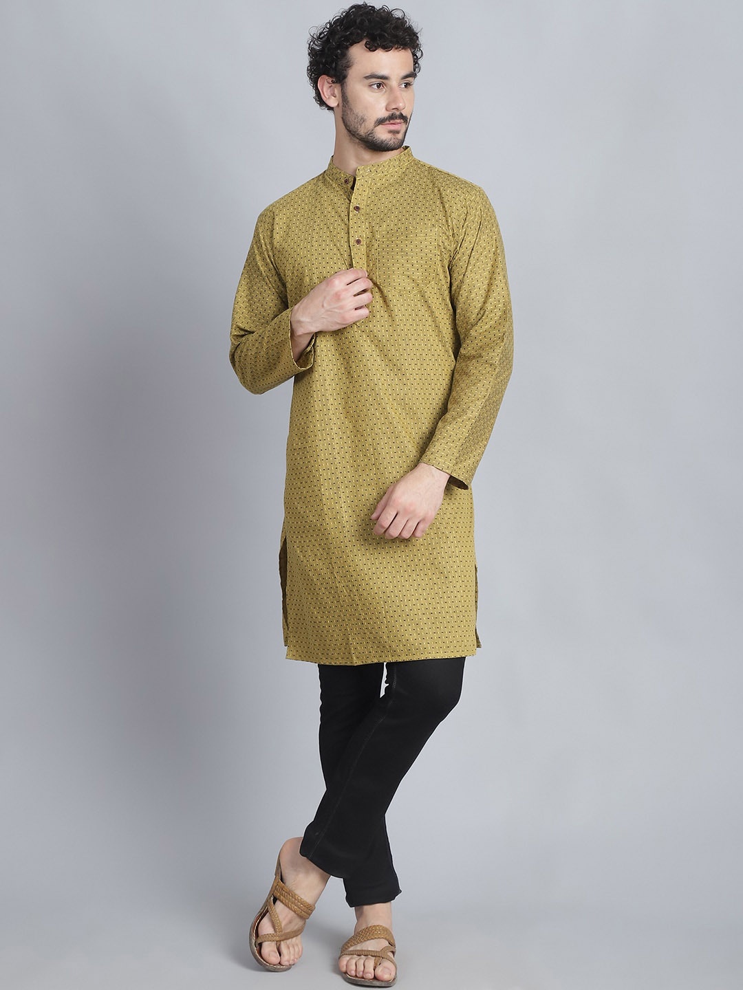 

Aarsha Geometric Woven Design Pure Cotton Straight Kurta, Mustard