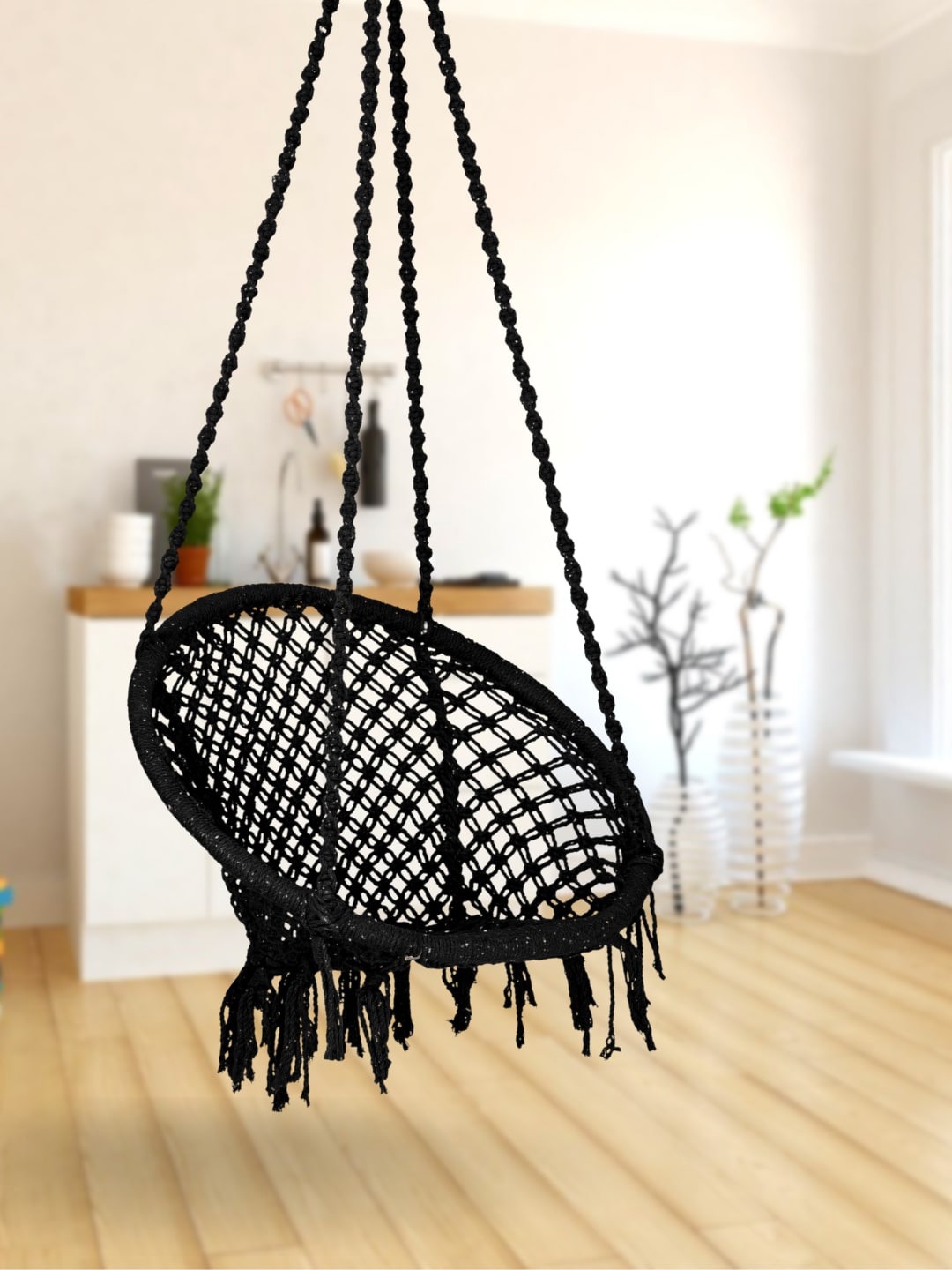 

curio centre Black Round Swing - 100 Kgs Capacity