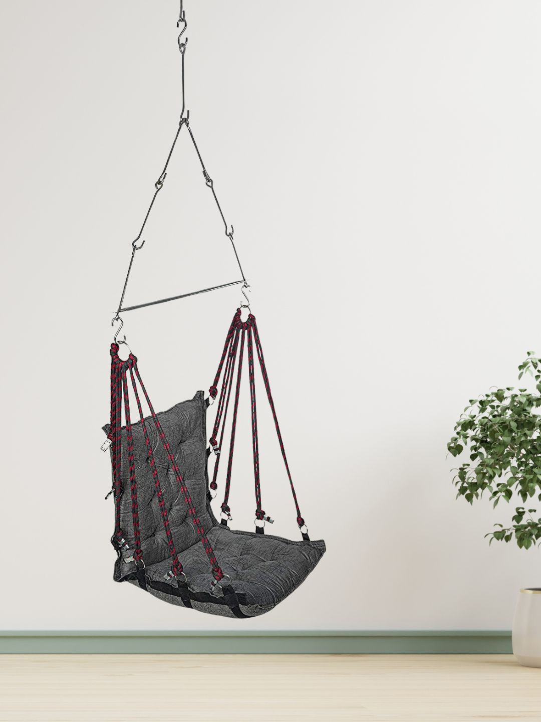 

curio centre Grey Cotton Hammock Hanging Swing Chair & Accessories Set